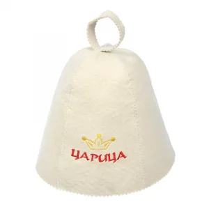 Шапка для бани Банные штучки «Царица», войлок, с вышивкой, белый, красный